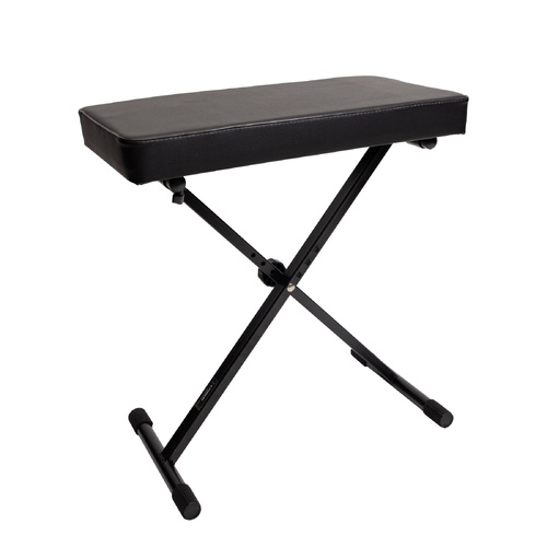 Crown KB-017-BLK Large Keyboard Bench Stool - Heavy-Duty Folding, Foam-Padded Seat, Adjustable Height 41.5cm to 66cm, Black Vinyl