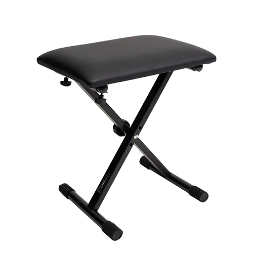 Crown KB-019-BLK Folding Keyboard Bench Stool with Foam-Padded Seat, Height Adjustable, Black