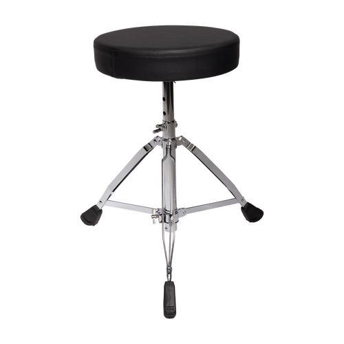 Kahzan Standard Drum Throne with Chrome Finish, Collapsible Double Braced Legs, Non-Slip Rubber Feet, Height Adjustable, Padded Vinyl Seat