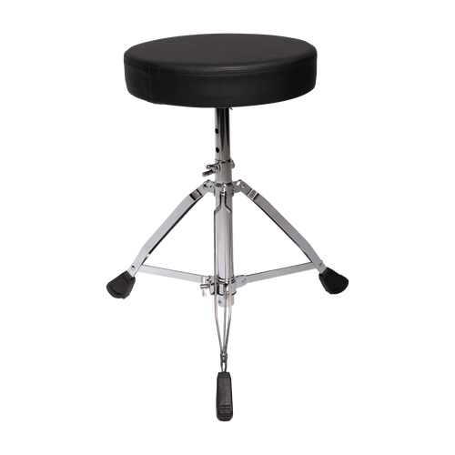 Kahzan Standard Drum Throne with Chrome Finish, Collapsible Double Braced Legs, Non-Slip Rubber Feet, Adjustable Height, Padded Vinyl Seat