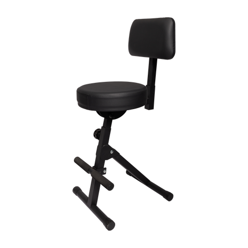 Fretz KGB-21-BLK Adjustable Height Guitarist Stool with Padded Seat and Backrest