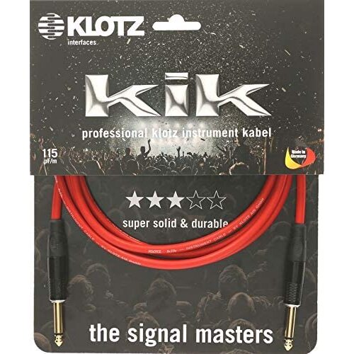 Klotz KIKKG30PPRT 3m KIK Pro Instrument Cable with Gold Plated Connectors and Klotz Straight Metal Jack - Red
