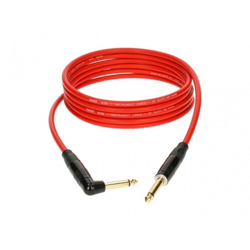 Klotz Guitar 3m KIK Instrument Cable Straight to Right Angle - Red