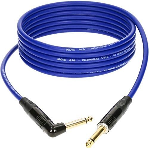 Klotz KIKKG60PRBL 6m KIK Pro Instrument Cable with Gold Plated Connectors and Klotz Right Angled Metal Jack - Blue