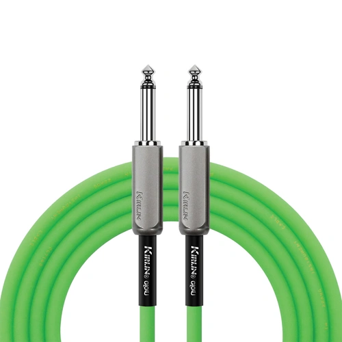 Kirlin 10FT Glow Instrument Cable Kiwi Pop KIMGE-221-GR-10 1/4" Mono Plug 22-Gauge Copper Conductor Limited Lifetime Warranty