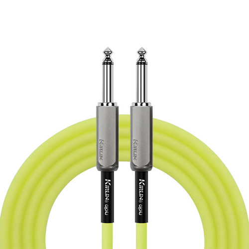Kirlin 20FT Glow Instrument Cable Solar Pop KIMGE-221-YE-20 1/4" Mono Plug, 22 Gauge Copper Conductor, 90% Shielding, PVC Jacket