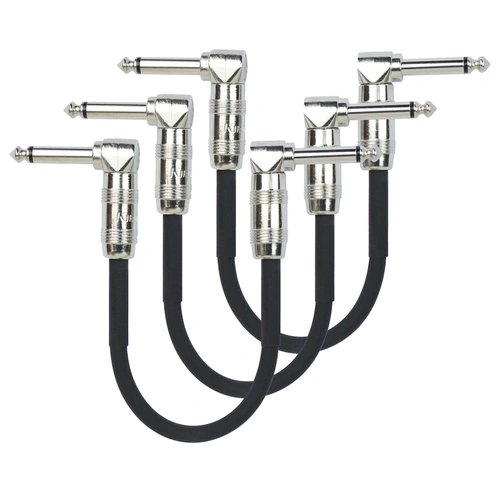 Kirlin Patch Cable 3-Pack RA-RA 6" 1/4" Right Angle Mono Plug [KIP3243PN-6]