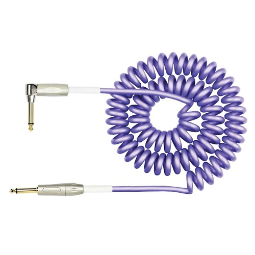 Kirlin IPK222PU 30ft Premium Coil Purple Instrument Cable RA - Straight Plug