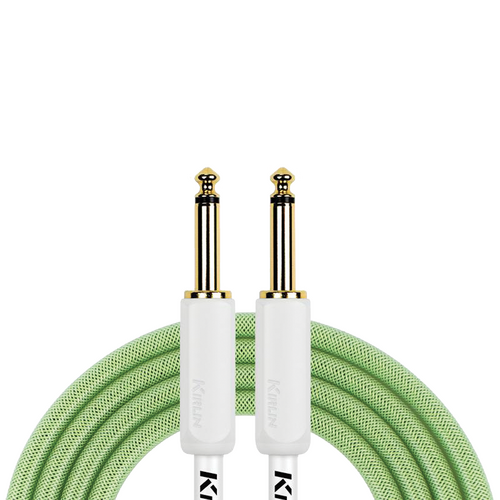 Kirlin PVC Woven Premium Plus 10Ft Instrument Cable Green KIPW201WGR-10 1/4" Mono Plug OFC 20 Gauge Noise-Free