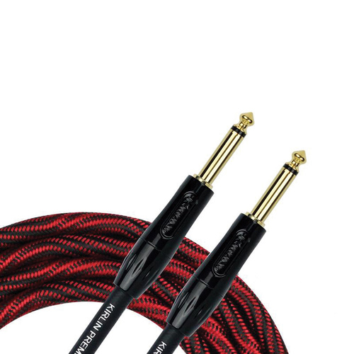 Kirlin 20ft Premium Plus Wave Red Instrument Cable - 1/4" Mono Plug, 20 Gauge OFC, Woven Jacket, Limited Lifetime Warranty