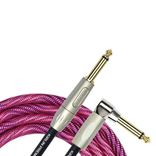 Kirlin 10ft Premium Plus Wave Pink Instrument Cable RA to Straight 1/4" Mono Plug KIWB202WPP-20