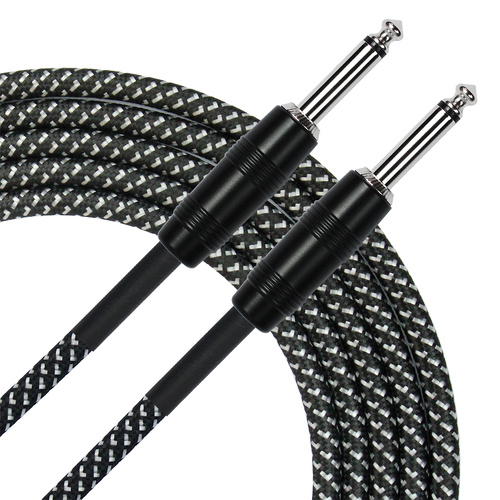 Kirlin 20ft Black Entry Woven Instrument Cable with 1/4" Mono Plug - KIWC201BK-20