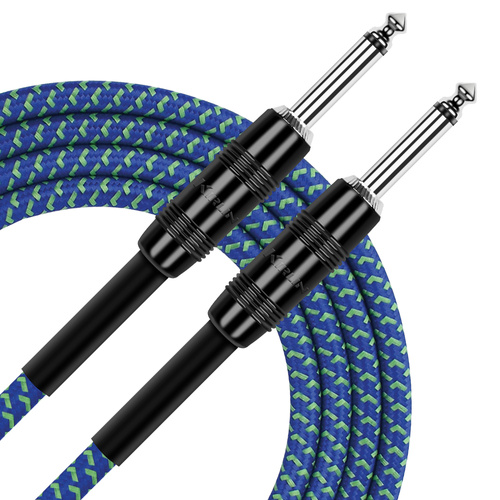 Kirlin 20ft Blue Entry Woven Instrument Cable with 1/4" Mono Plugs and CCAM Shielding