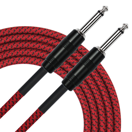 Kirlin 10ft Red Entry Woven Instrument Cable with 1/4" Mono Plug - KIWC201RD-10