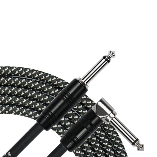 Kirlin 10ft Black Entry Woven Instrument Cable RA-Straight KIWC202BK-10
