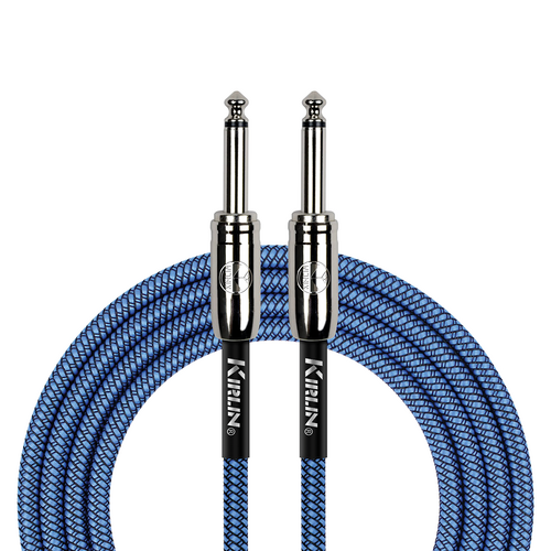 Kirlin 20ft Blue Entry Woven Instrument Cable with 1/4" Mono Plug - Noise-Free Design and Lifetime Warranty