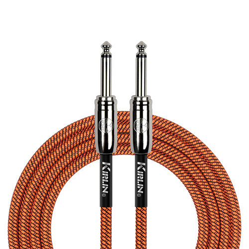 Kirlin 10ft Orange Entry Woven Instrument Cable - 20 Gauge, 1/4" Mono Plugs, Noise-Free, Lifetime Warranty