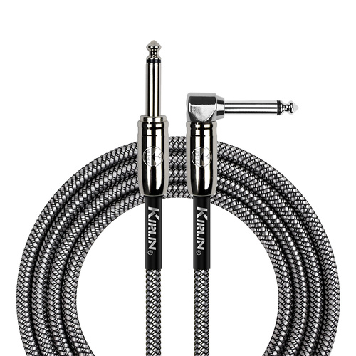 Kirlin 20ft Black Entry Woven Instrument Cable RA - Straight Chrome Ends [KIWCC202BK-20]