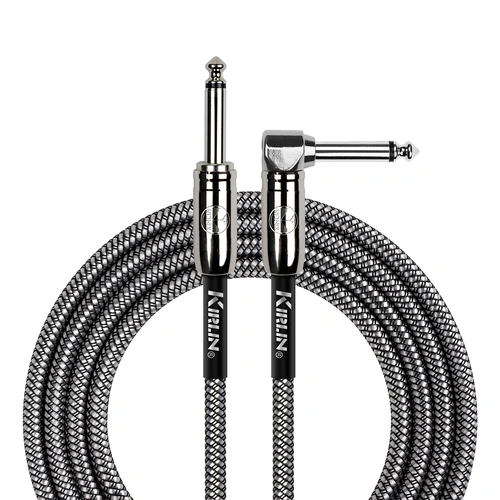 Kirlin 20ft Black Entry Woven Instrument Cable RA - Straight Chrome Ends KIWCC202BK-20
