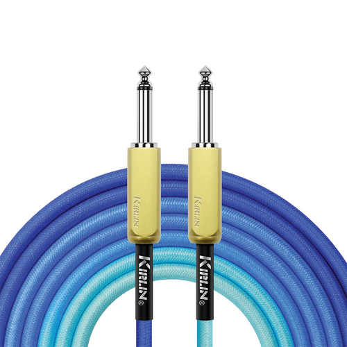 Kirlin 10FT Gradient Blue Instrument Cable with 1/4" Mono Plugs and 22-Gauge Copper Conductor