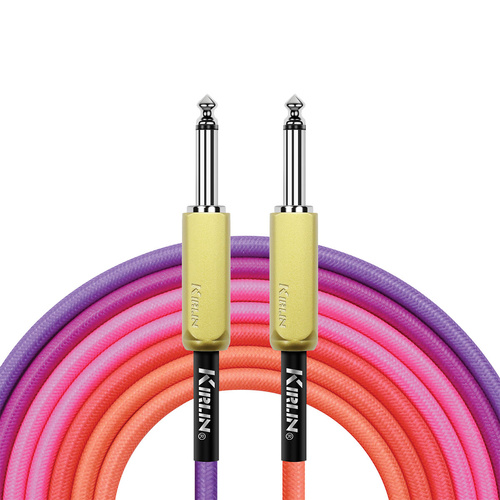 Kirlin 10FT Gradient Instrument Cable Pink to Orange with 1/4" Mono Plugs and 22-Gauge Copper Conductor