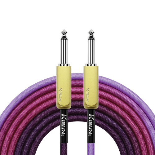 Kirlin 10FT Gradient Purple Instrument Cable [KIWJ-221G-PU-10] 1/4" Mono Plug, 22-Gauge Copper Conductor, 90% Spiral Shielding, Limited Lifetime Warra