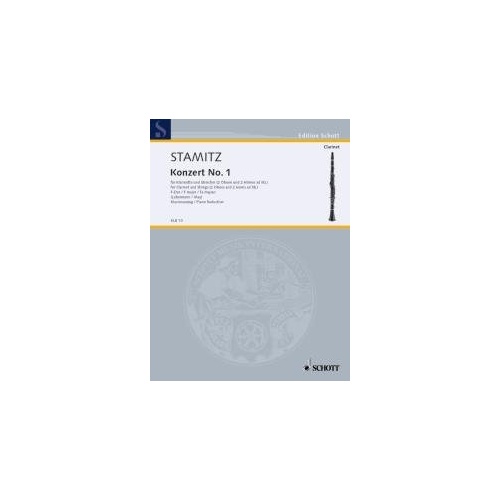 Stamitz - Concerto No. 1 in F Major for Clarinet and Piano, 63 Pages, Publisher: Schott Music