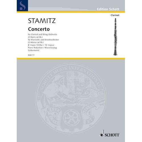 Stamitz - Concerto B Flat Clarinet/Piano (Softcover Book)