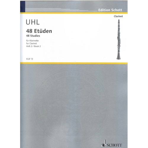 UHL 48 Studies Book 2 for Clarinet by Alfred Uhl, Schott Music, 32 Pages
