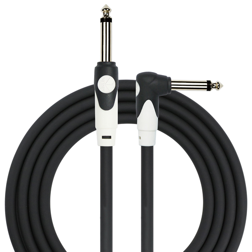 Kirlin 20FT Black LightGear Instrument Cable RA-Straight KLGI202BK-20 1/4" Mono Plug to Right Angle, 20 Gauge, PVC Jacket, Limited Lifetime Warranty