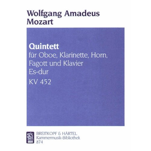 Quintet K452 E Flat Oboe clarinet French Horn Bassoon Piano Book
