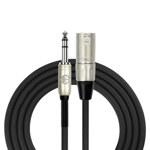 Kirlin 6FT Male XLR to 1/4" TRS Patch Cable, Oxygen-Free Copper, Black PVC Jacket, Limited Lifetime Warranty