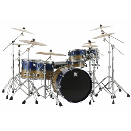 Sakae Evolved Maple 22" 5-Piece Shell Pack in Lazurite Gold with WTS220D X-Calibur Double Tom Stand