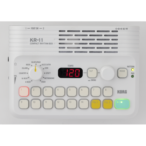 Korg KR-11 Compact Rhythm Box with 126 Patterns, 16 Pads, and Tap Tempo Function