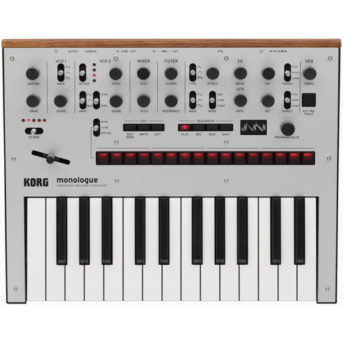 Korg Monologue Analog Synthesizer - 25-Key, Fully Programmable, Next-Generation Monophonic Synth in Silver
