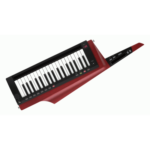 KORG RK-100S2 37-Key Keytar Synthesizer - Red Finish, Ergonomic Design, 200 Presets, Built-in Arpeggiator, Unique Wood Grain