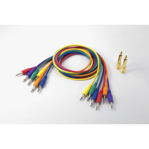 KORG SQ Cable Kit with 6 Monaural Mini-Patch Cables and 2 Adapters for SQ-1 Connection, 750 mm Length, Includes Red, Orange, Yellow, Green, Blue, Purp