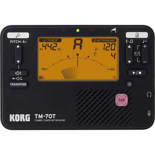 Korg TM-70 Tuner Metronome Black - Compact, High-Precision Tuner and Metronome with Improved Visibility and Sound Quality, Made in Japan