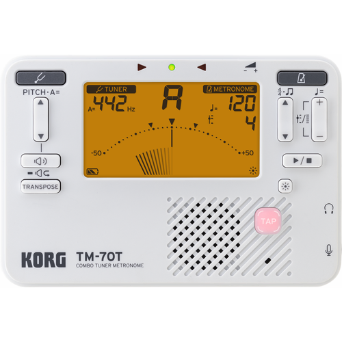 Korg TM-70 Tuner Metronome with Contact Mic - White