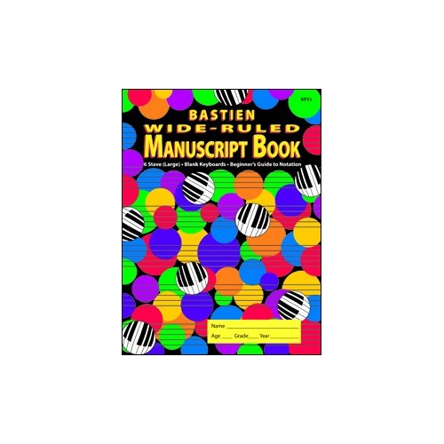 Manuscript Book Wide Ruled with Keyboards, 32 Pages, 9x12 inches, Neil A. Kjos Music Company