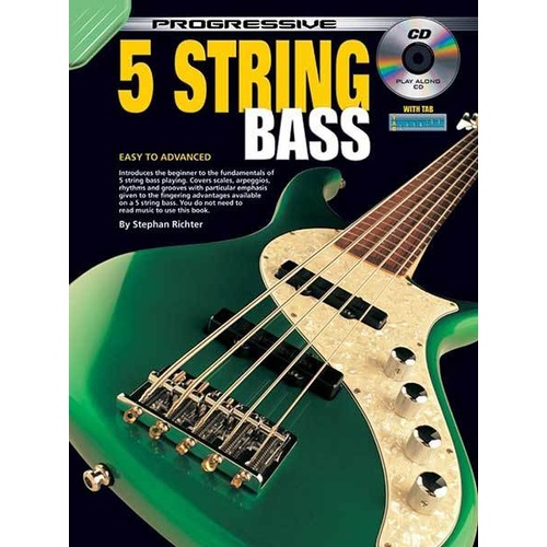 Progressive 5 String Bass Tutorial Book with CD