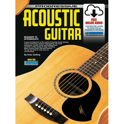 Progressive Acoustic Guitar BK/OLA - 96 Pages, Beginner Lessons, Chords, Scales, Exercises, CD Included, Learn To Play Publishing