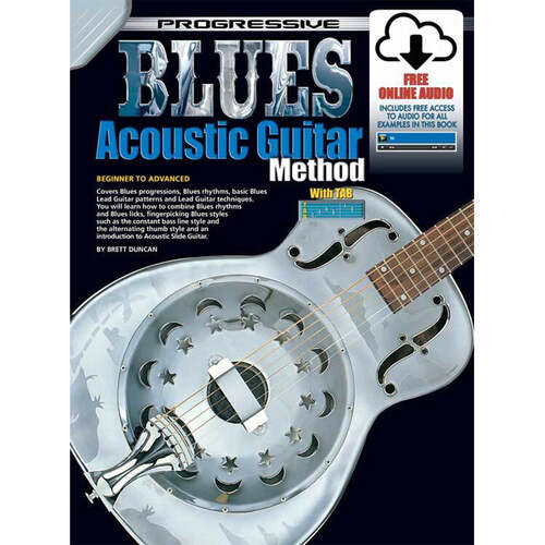 Progressive Books 69076 Blues Acoustic Guitar Book & Online Media