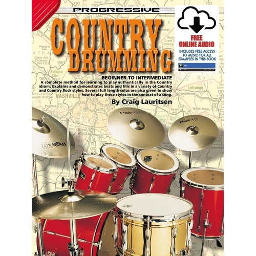 Progressive Country Drumming Book by Learn To Play Publishing, 64 Pages, Drums, Method for Learning Country Styles and Fills