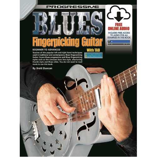 Progressive Blues Fingerpicking Guitar Book with Online Audio Access