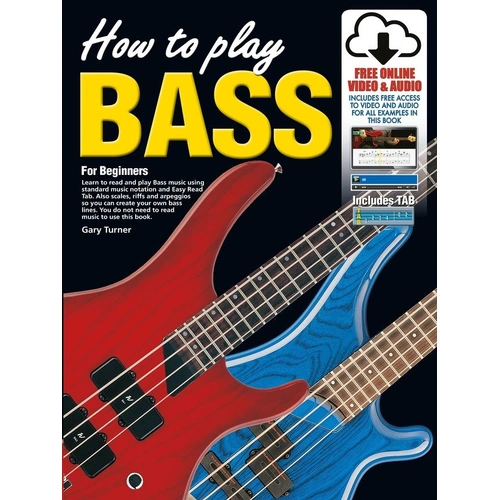 How to Play Bass Book by Learn To Play Publishing, 48 Pages, Standard Notation & Easy Read Tab