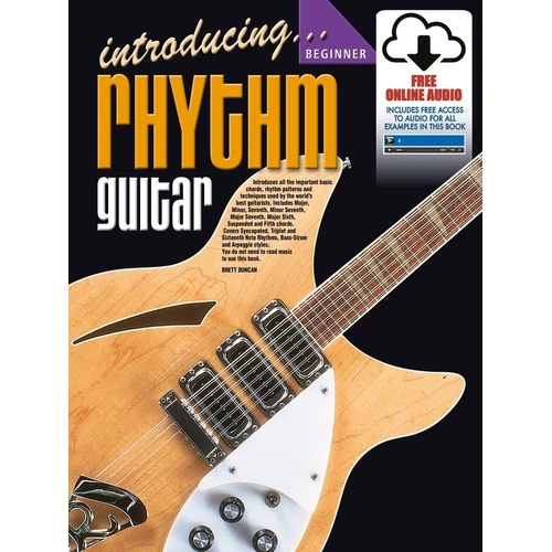 Introducing Rhythm Guitar BK/OLA - Learn Basic Chords & Techniques for Beginners, 64 Pages, Includes Patterns & Notation.