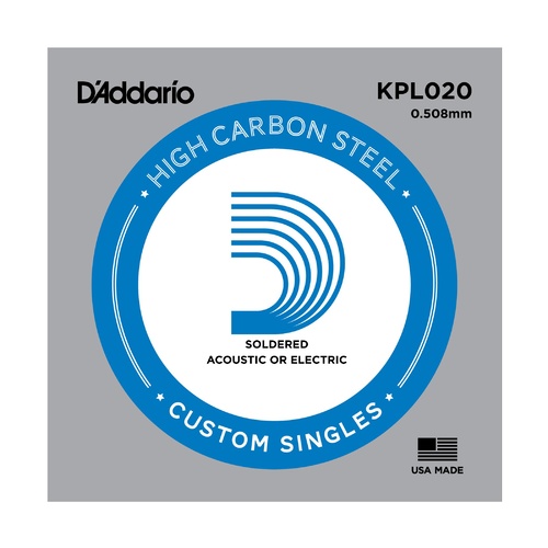D'Addario KPL020 Soldered Twist Reinforced Single String, .020
