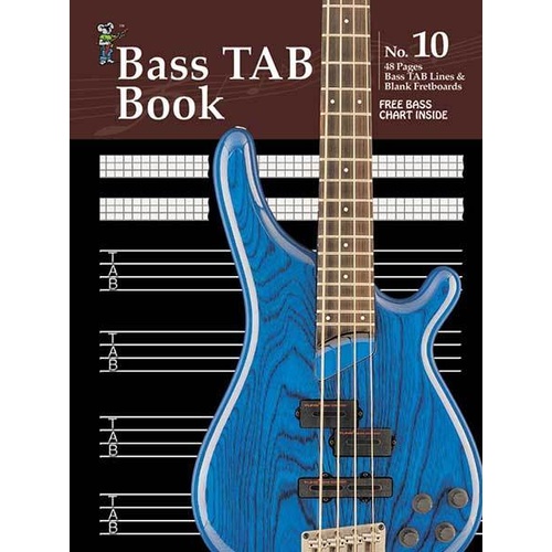 Progressive Manuscript Book 10 for Bass - 48 Pages with Bass Tab Lines and Blank Fretboards