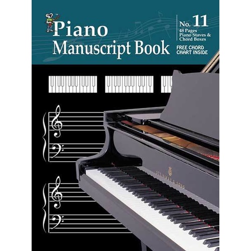 Progressive Manuscript Book 11 Stapled. 48-Pages/Piano Staves/Chord Boxes Book